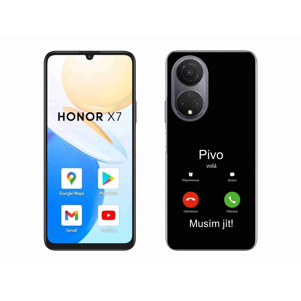 Gélový kryt mmCase na Honor X7 - pivo volá čierne pozadie