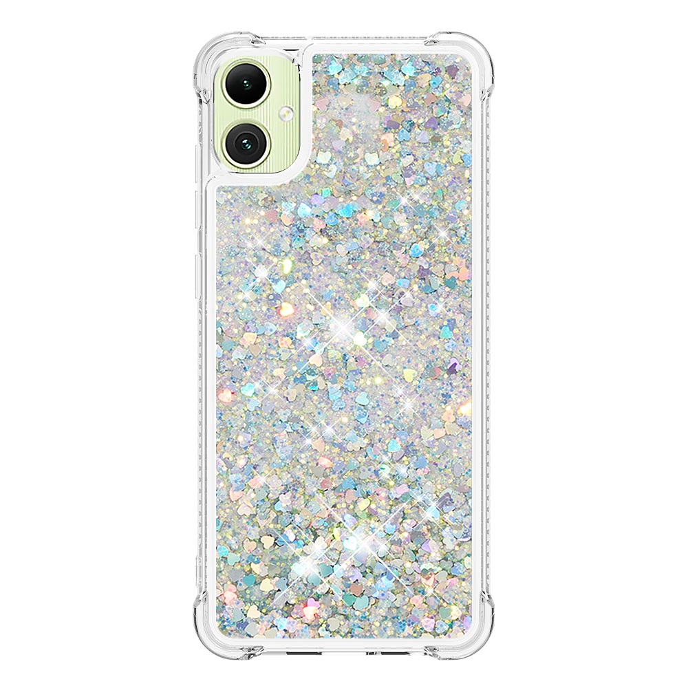 Glitter presýpacie gélový obal na Samsung Galaxy A07 4G - strieborný/srdiečka