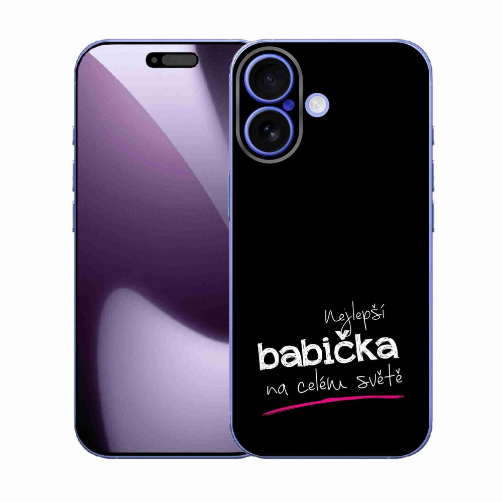 Gélový kryt mmCase na iPhone 17 - najlepšia babička 4 čierne pozadie