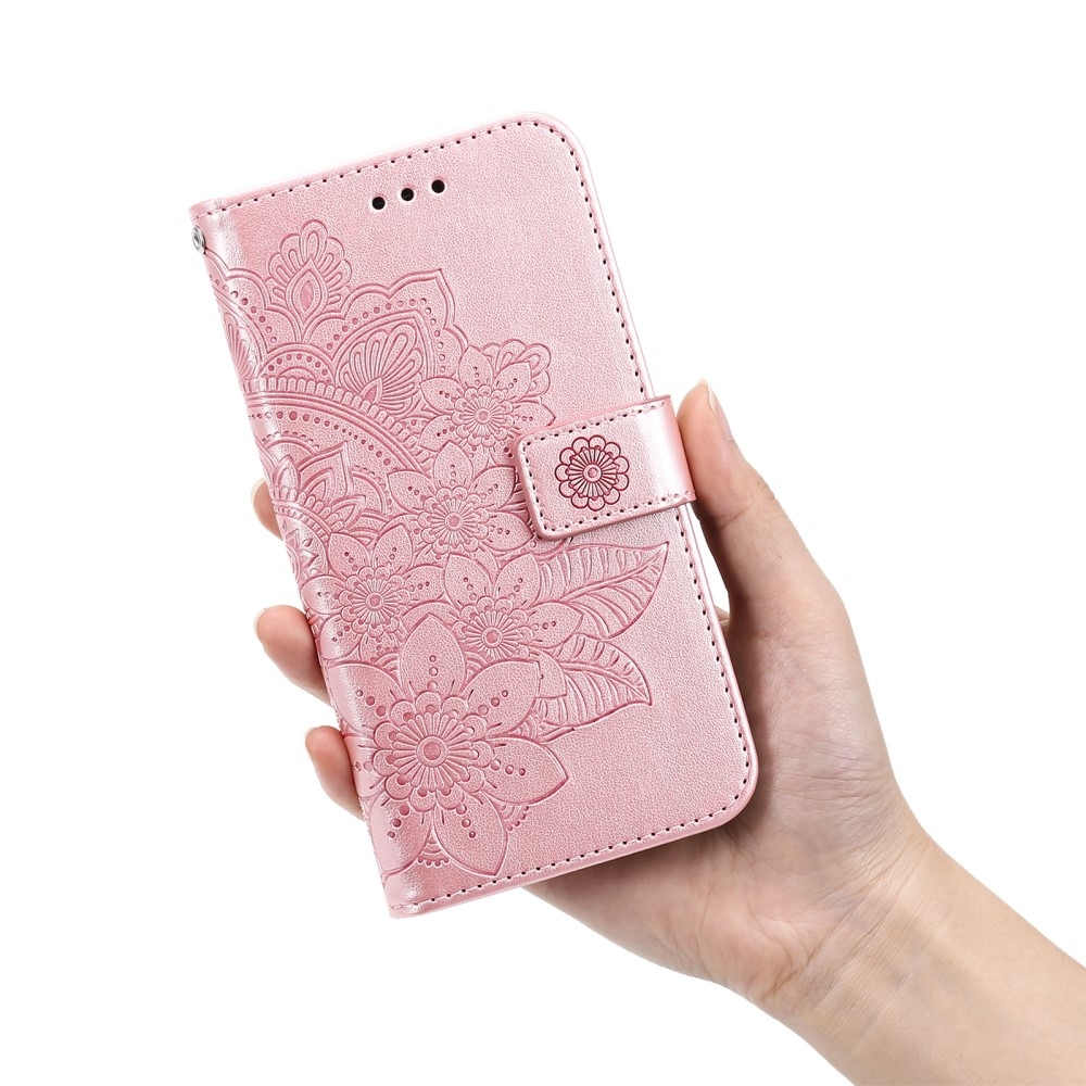 Floral knižkové púzdro na Realme 14 5G - ružové