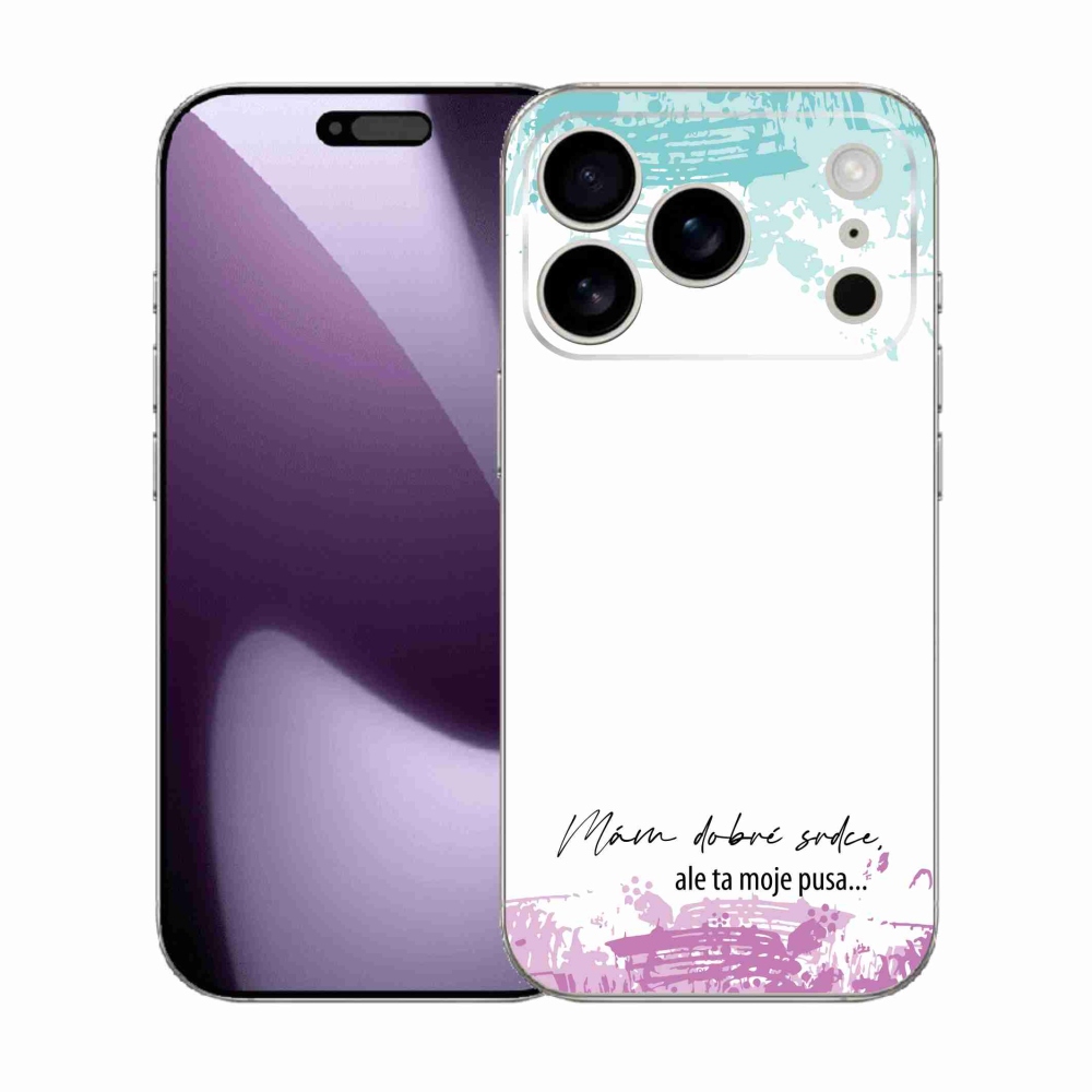 Gélový kryt mmCase na iPhone 17 Pro - vtipný text 3 biele pozadie