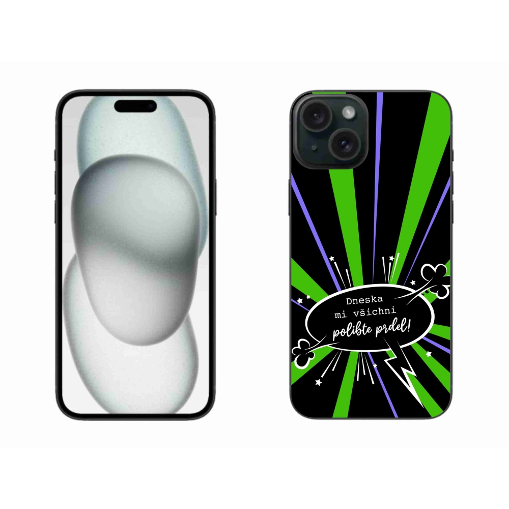 Gélový kryt mmCase na iPhone 15 Plus - vtipný text 15 čierne pozadie