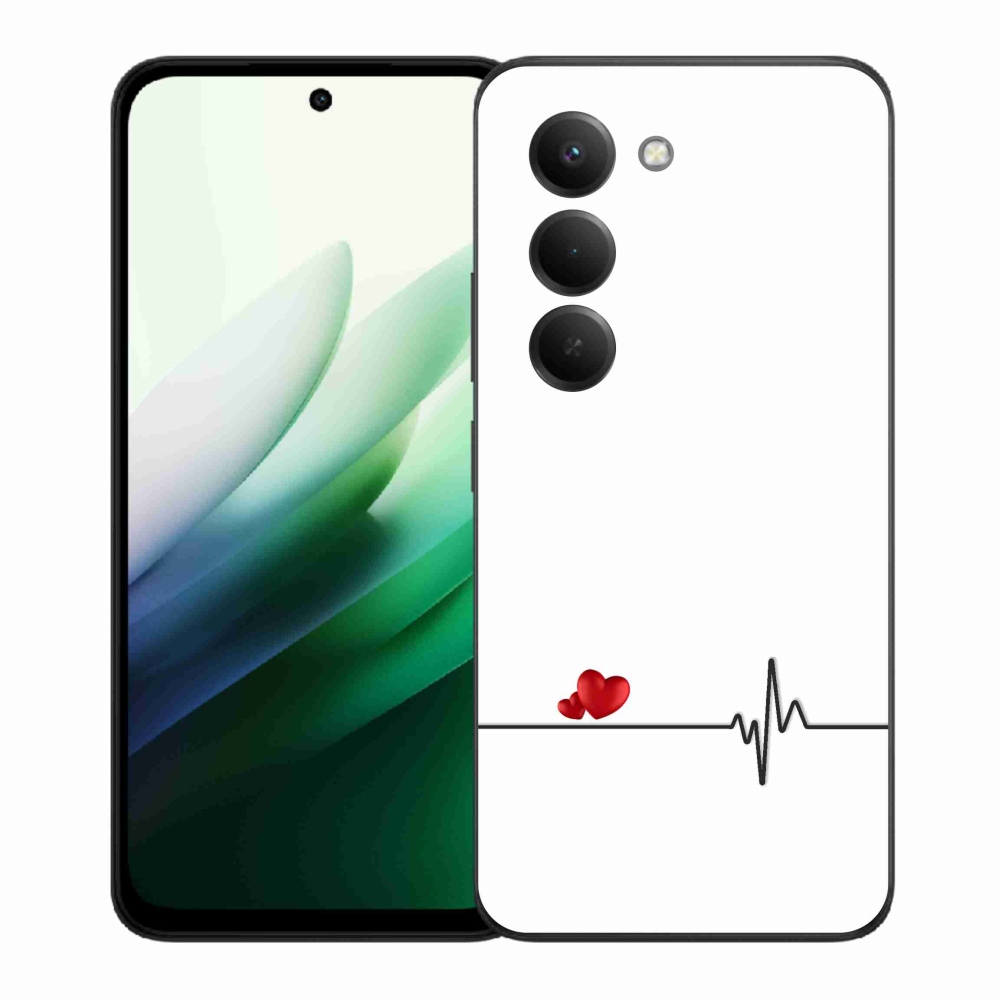Gélový kryt mmCase na Xiaomi Redmi 15 5G - srdce a tep biele pozadie