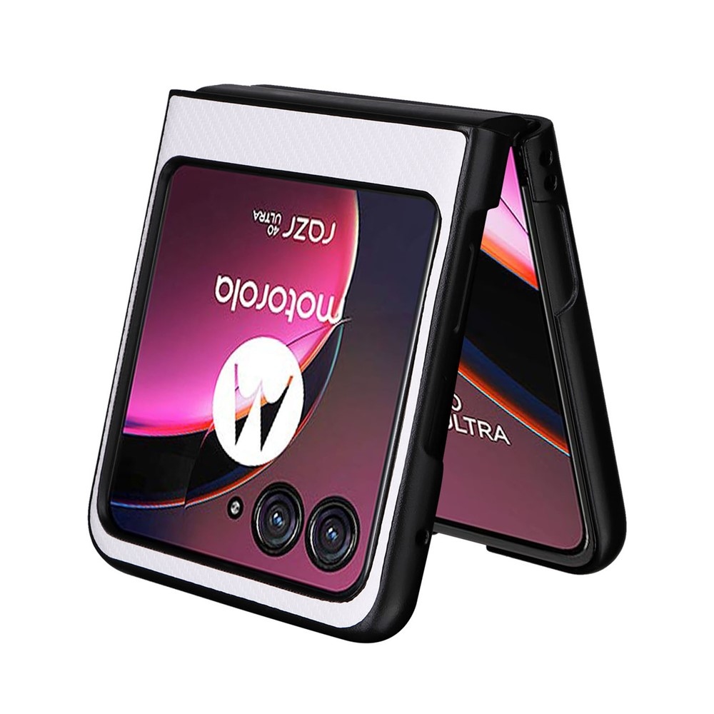 Textúry plastový kryt s umelou kožou na Motorola Razr 40 Ultra 5G - biely