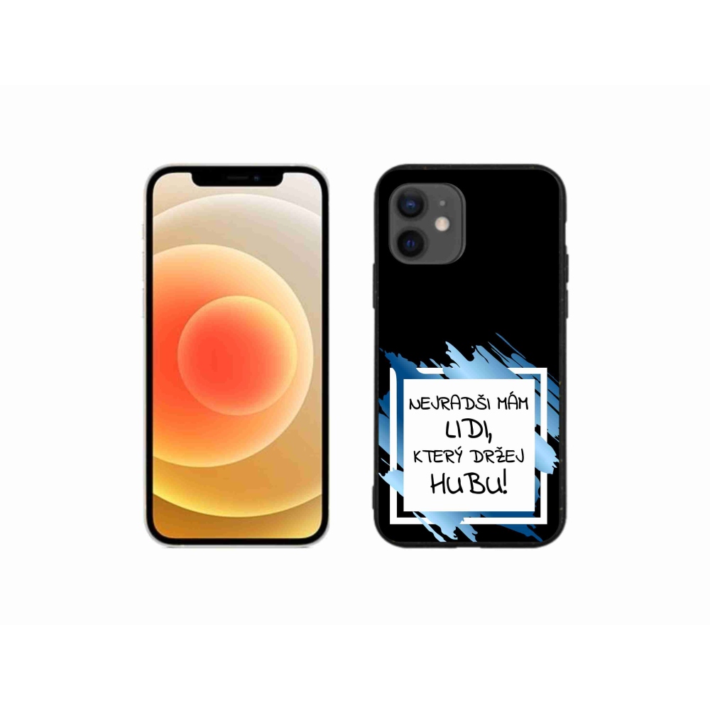 Gélový kryt mmCase na iPhone 12 mini - vtipný text 7 bieločierne pozadie