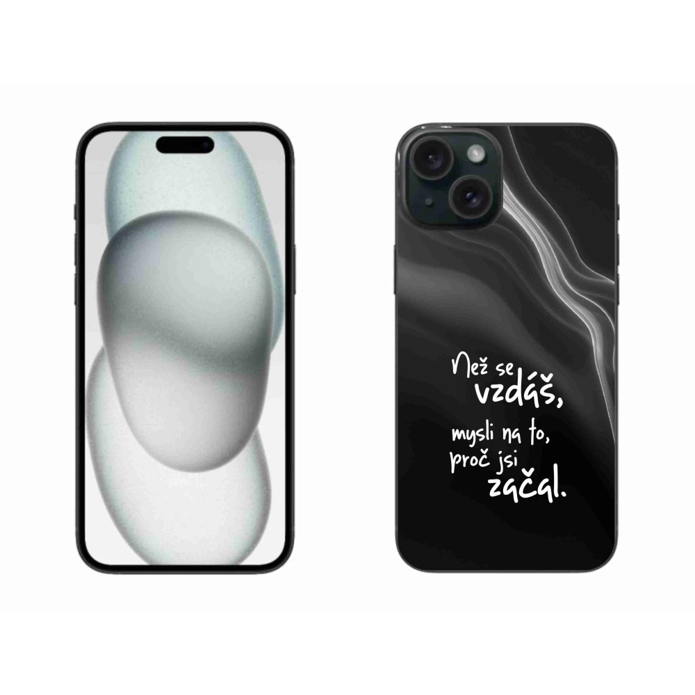 Gélový kryt mmCase na iPhone 15 Plus - citát 2 čierne pozadie