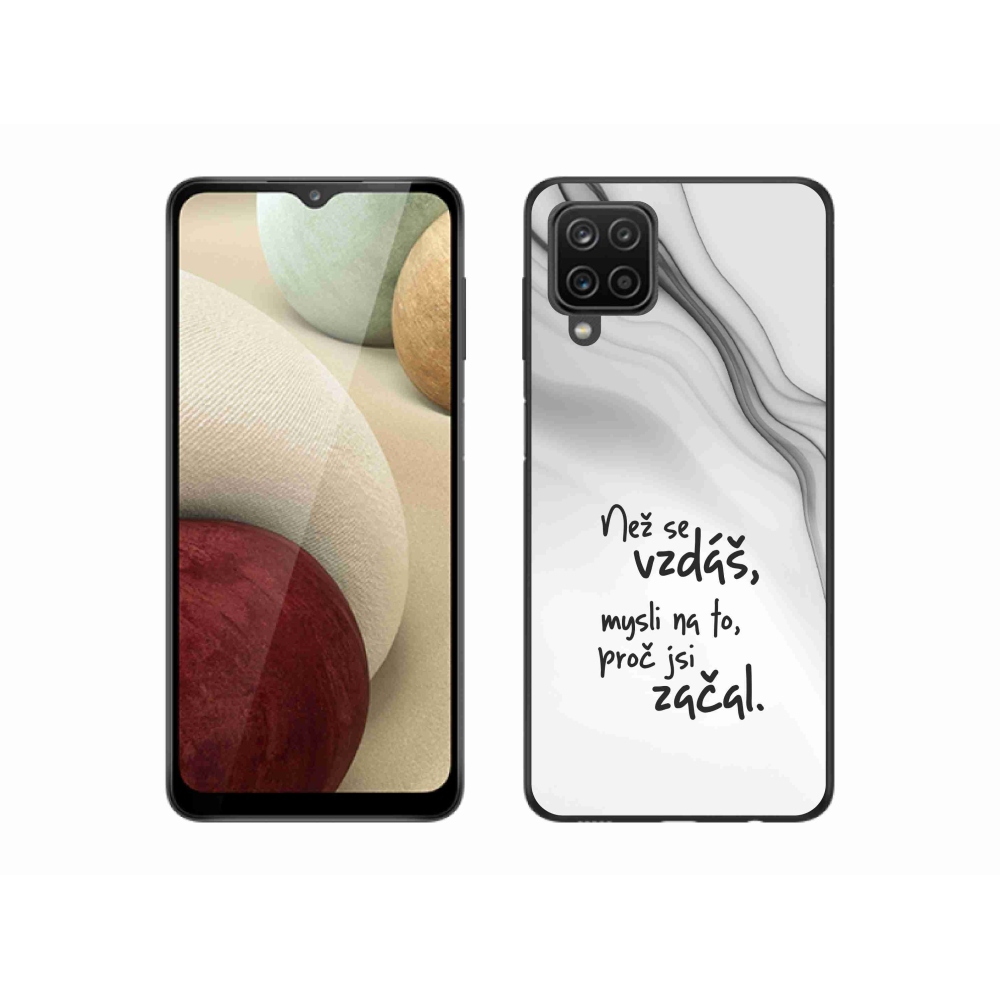 Gélový kryt mmCase na Samsung Galaxy A12 - citát 2 biele pozadie