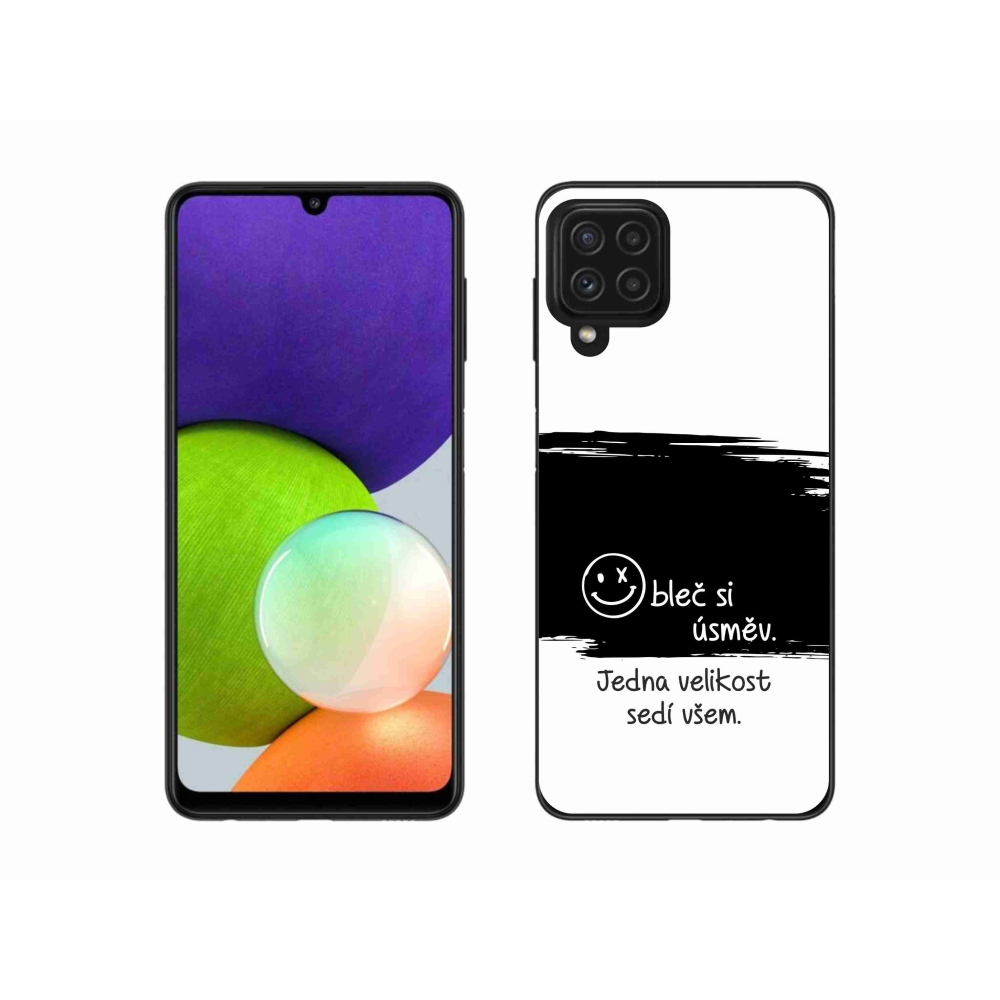 Gélový kryt mmCase na Samsung Galaxy A22 4G - vtipný text 8 čiernobiele pozadie