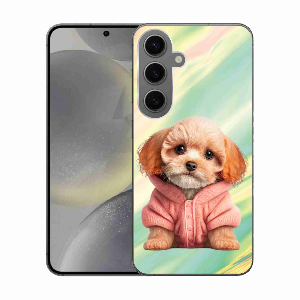 Gélový kryt mmCase na Samsung Galaxy S24 - šteňa vo svetri