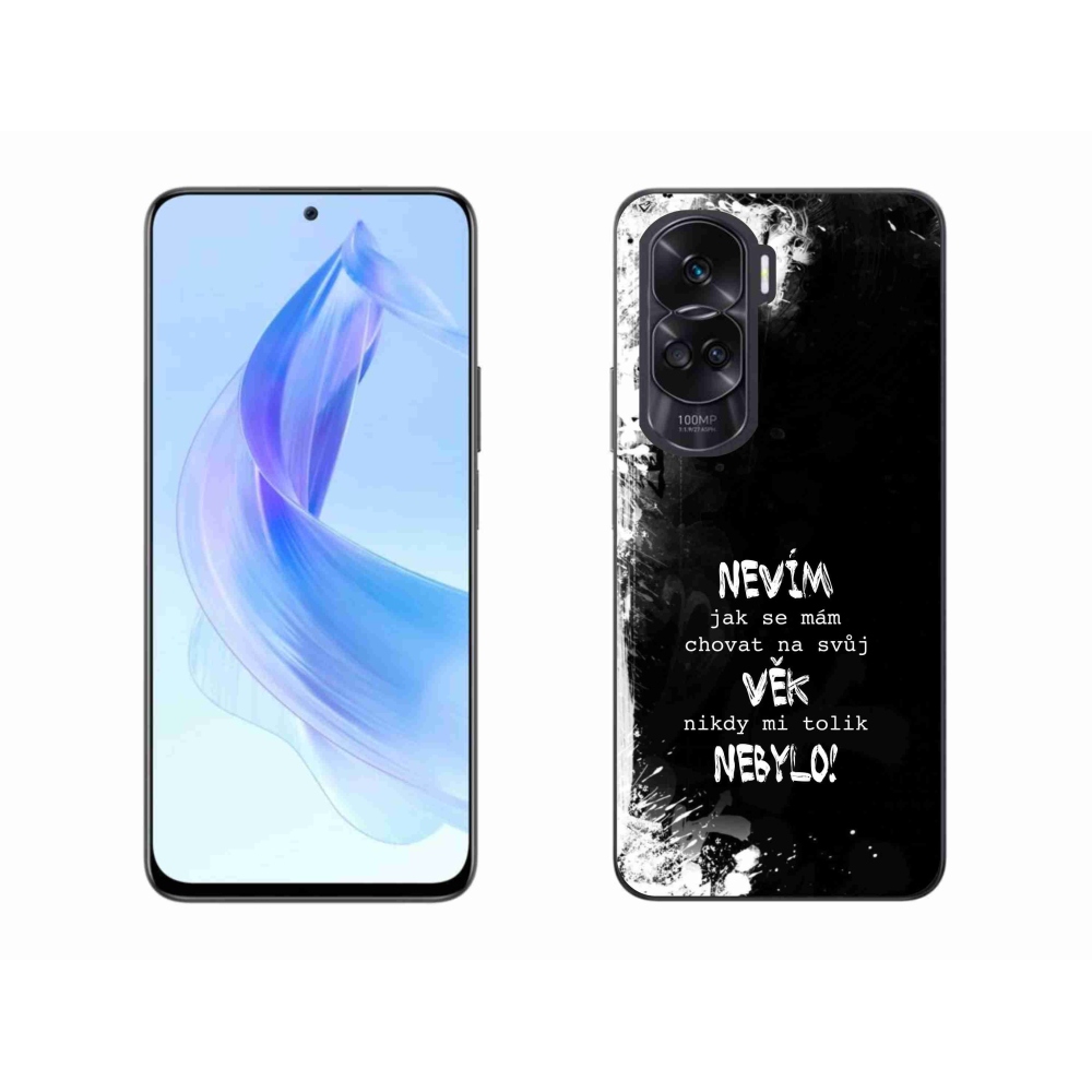 Gélový kryt mmCase na Honor 90 Lite - vtipný text 14 čierne pozadie
