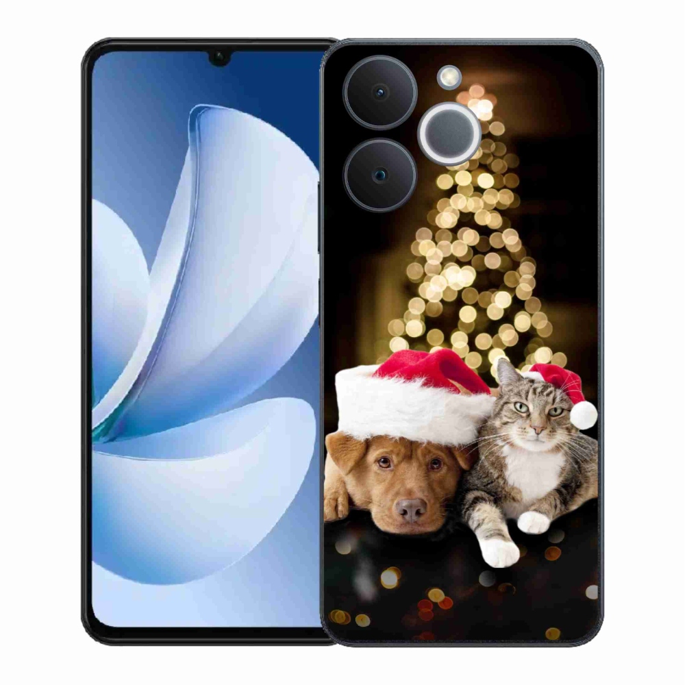 Gélový kryt mmCase na Realme Note 70T - vianočný pes a mačka