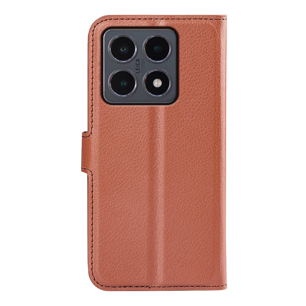Litchi knižkové púzdro na Xiaomi 15T - hnedé