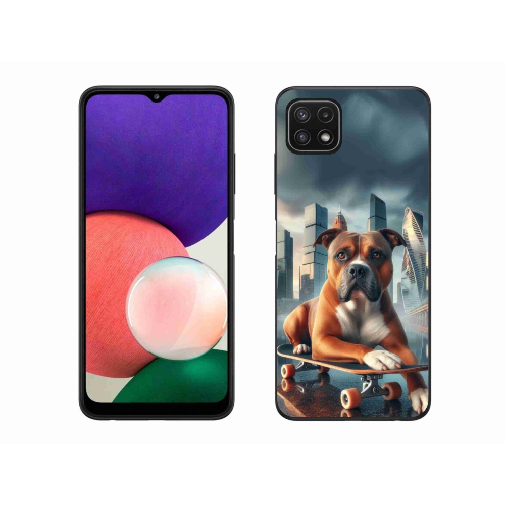 Gélový kryt mmCase na Samsung Galaxy A22 5G - pes na skateboarde