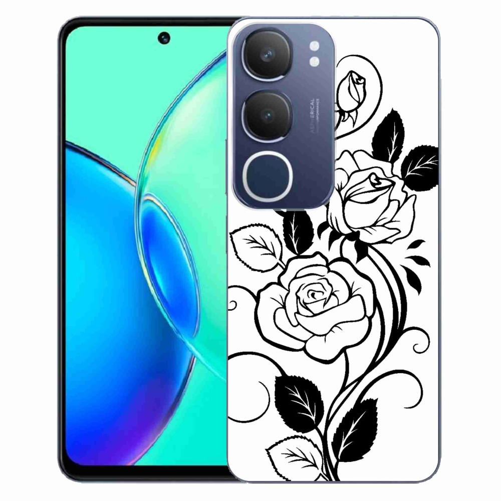 Gélový kryt mmCase na Vivo Y19s - čiernobiela ruža