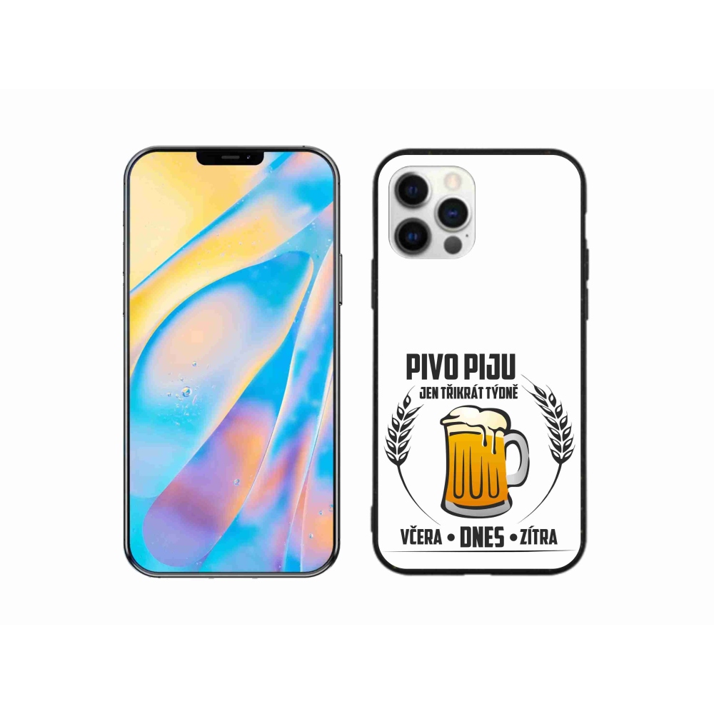 Gélový kryt mmCase na iPhone 12 - pivný motív biele pozadie