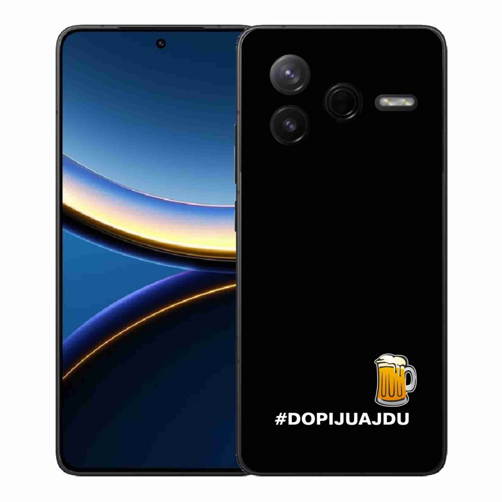 Gélový kryt mmCase na Xiaomi Poco F7 Pro - pivný motív 1 čierne pozadie