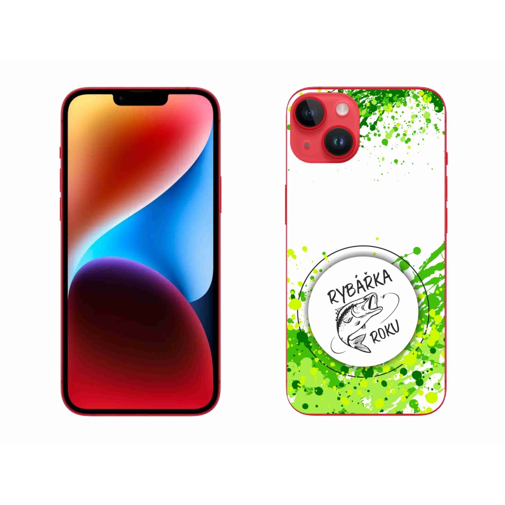 Gélový kryt mmCase na iPhone 14 Plus - rybárka roku biele pozadie