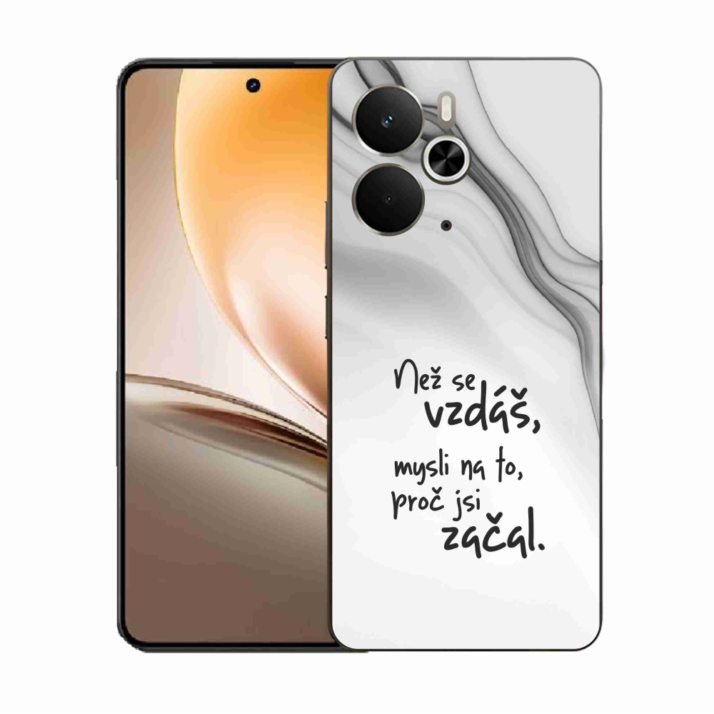 Gélový kryt mmCase na Realme 14 5G - citát 2 biele pozadie