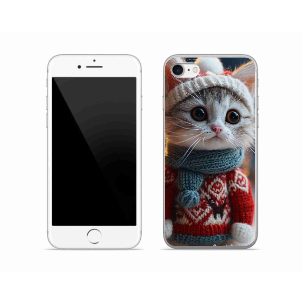 Gélový kryt mmCase na iPhone SE (2022) - mačiatko vo svetri