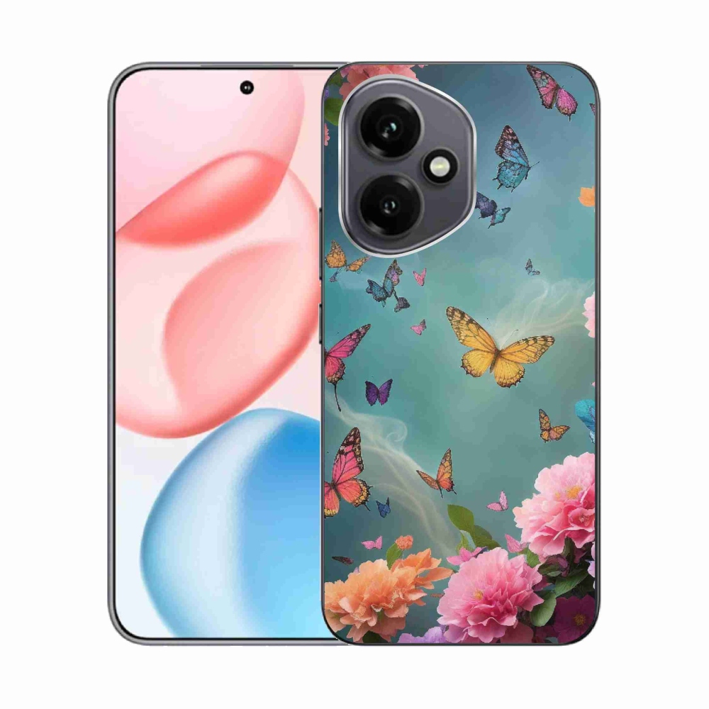 Gélový kryt mmCase na Honor 400 - farebné kvety a motýle