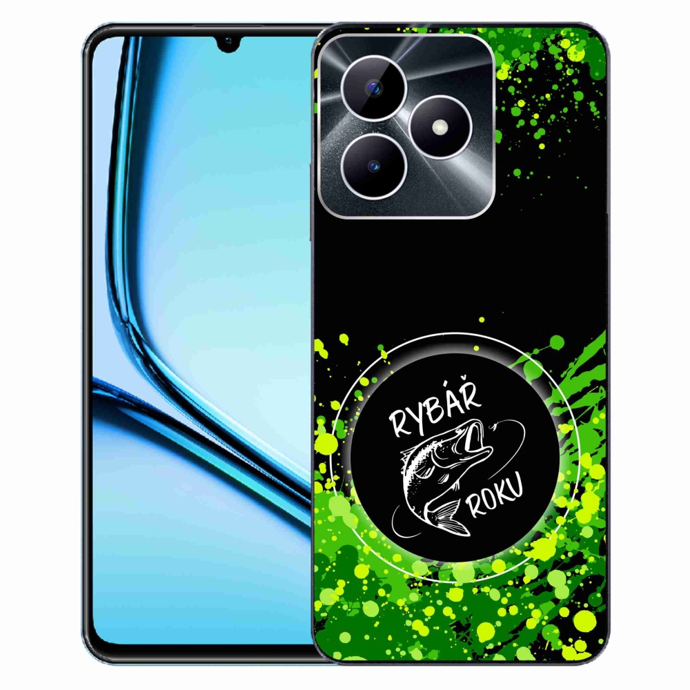 Gélový kryt mmCase na Realme Note 50 - rybár roku čierne pozadie