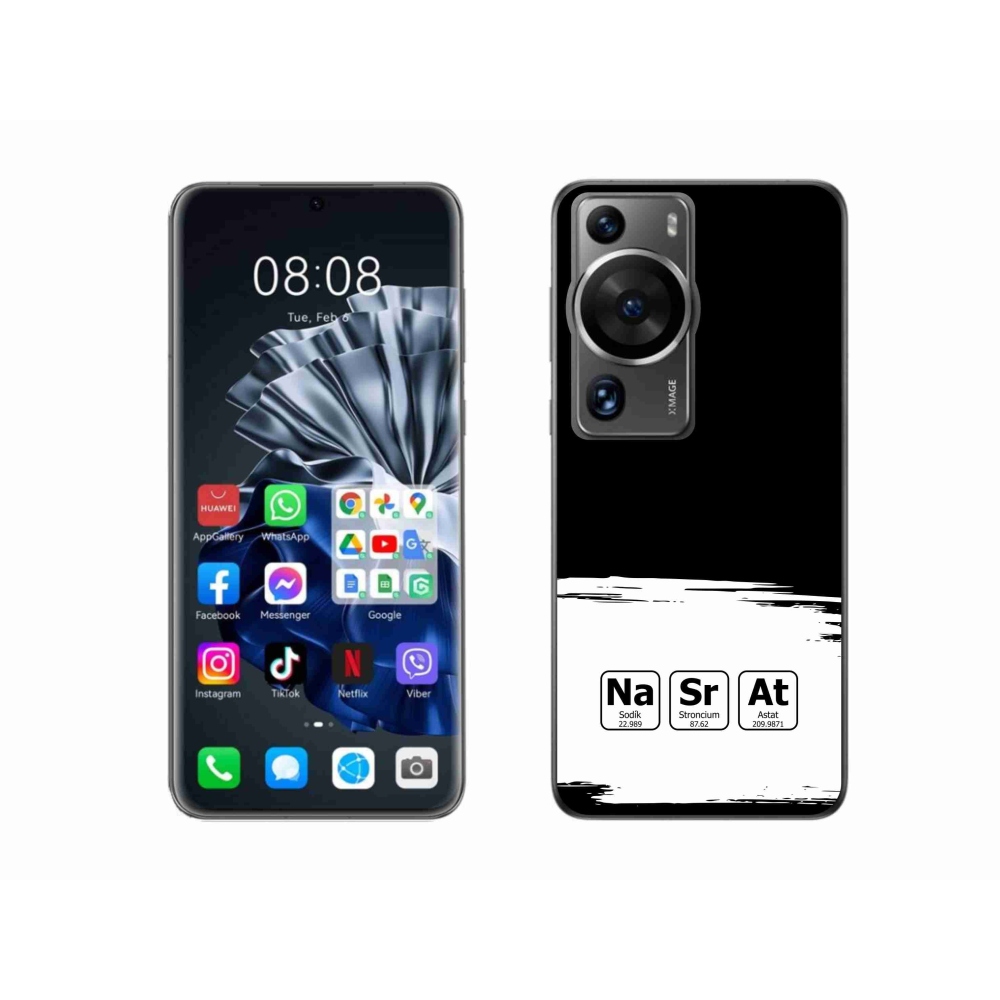 Gélový kryt mmCase na Huawei P60 Pro - chemické prvky bieločierne pozadie