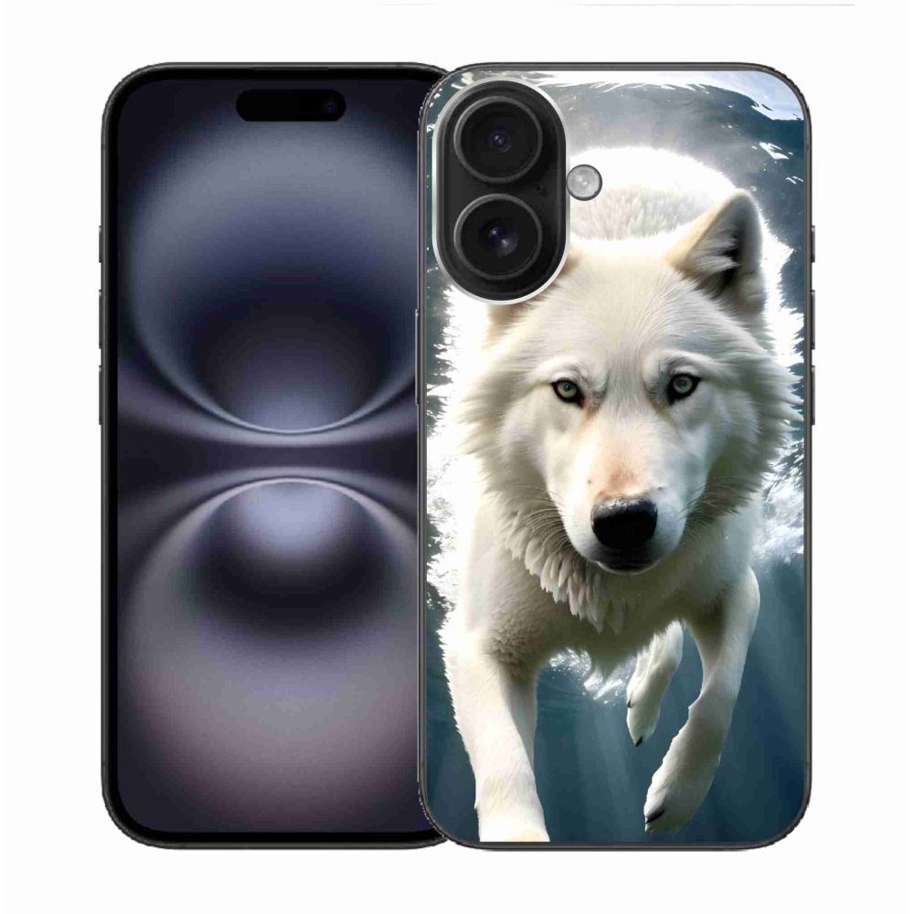 Gélový kryt mmCase na iPhone 16 - biely vlk