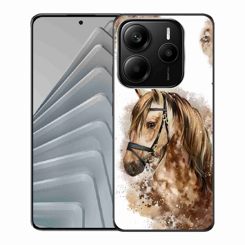 Gélový kryt mmCase na Xiaomi Redmi Note 14 5G - hnedý kreslený kôň