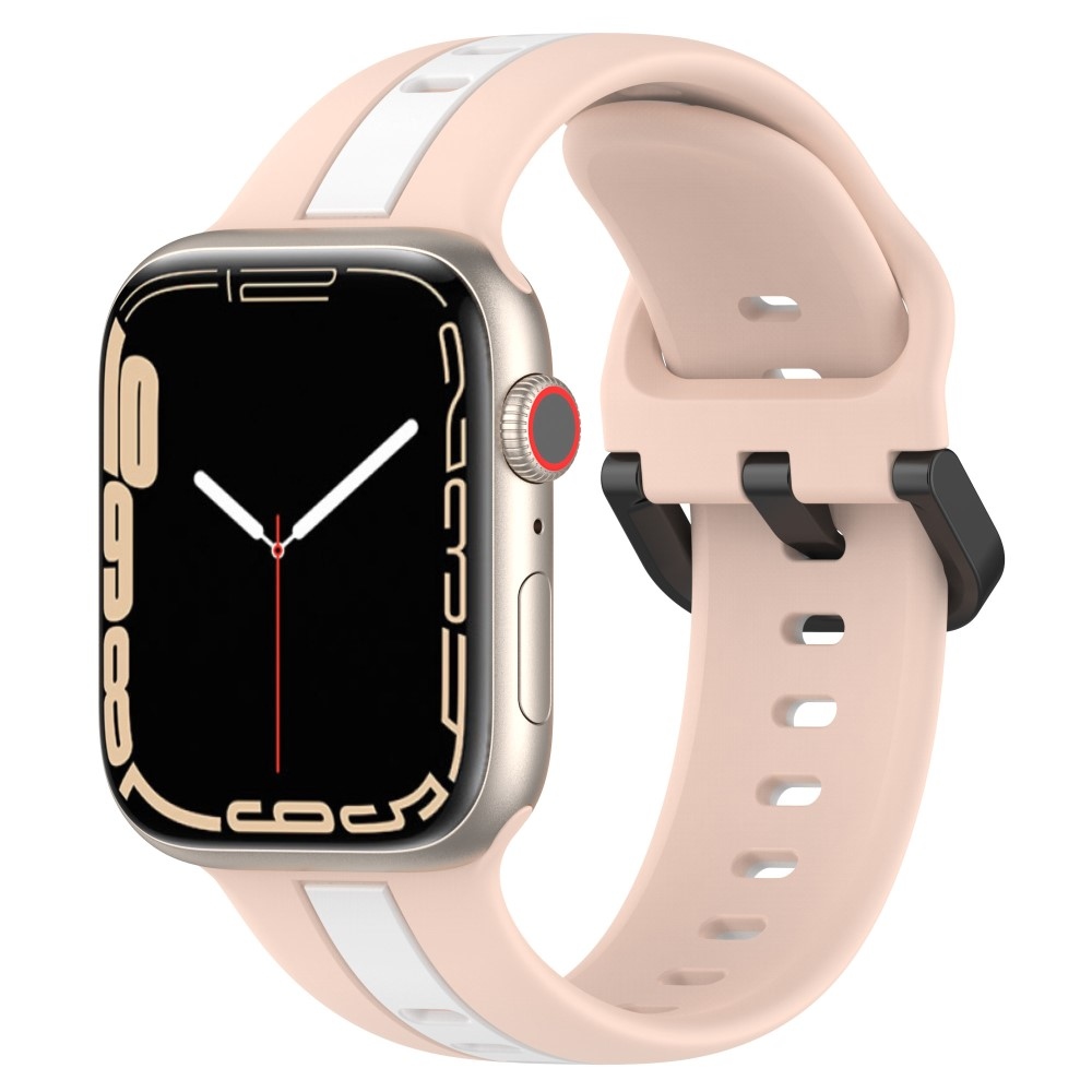 Strap silikónový remienok na Apple Watch Ultra/Ultra 2 49mm/SE/SE 2022/2023 44mm/9/8/7 45mm/6/5/4 44mm/3/2/1 42 mm - ružový/biely