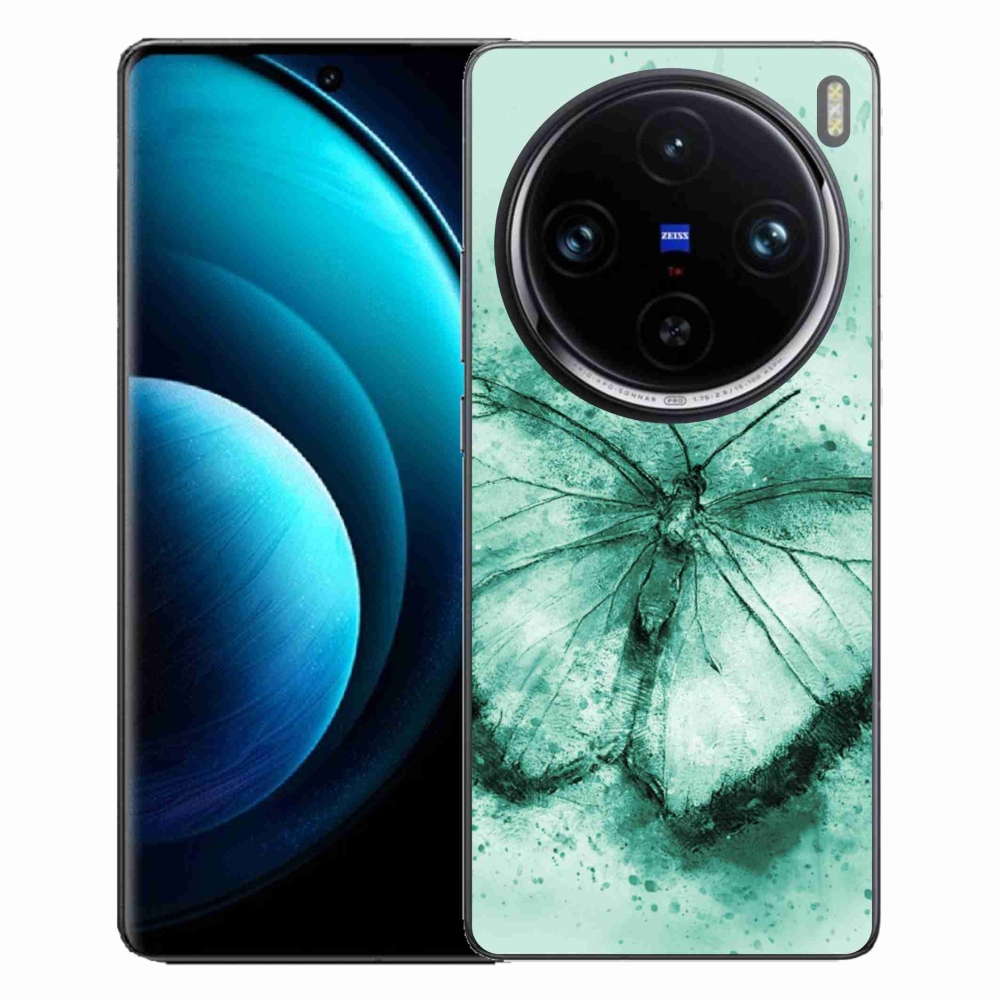 Gélový obal mmCase na Vivo X100 Pro 5G - zelený motýľ