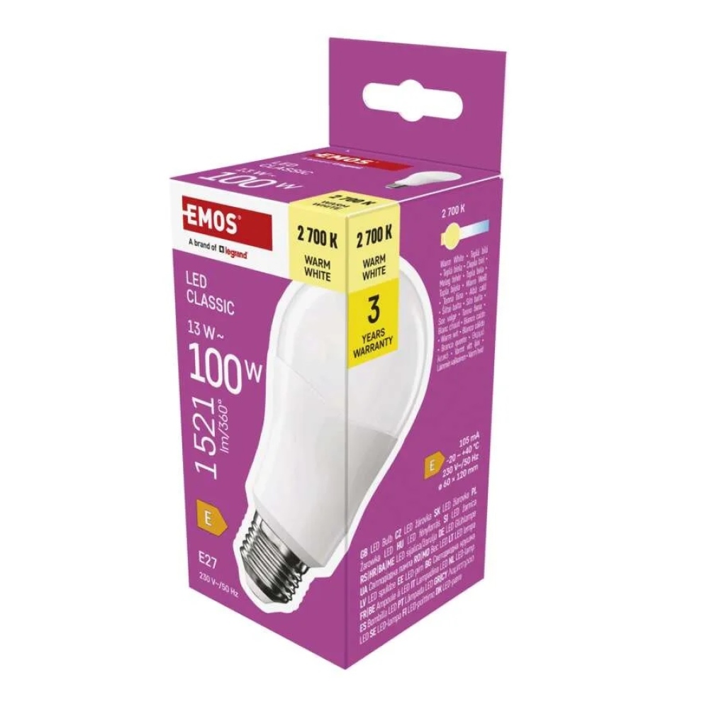 LED žiarovka Classic A60 / E27 / 13 W (100 W) / 1521 lm / teplá biela