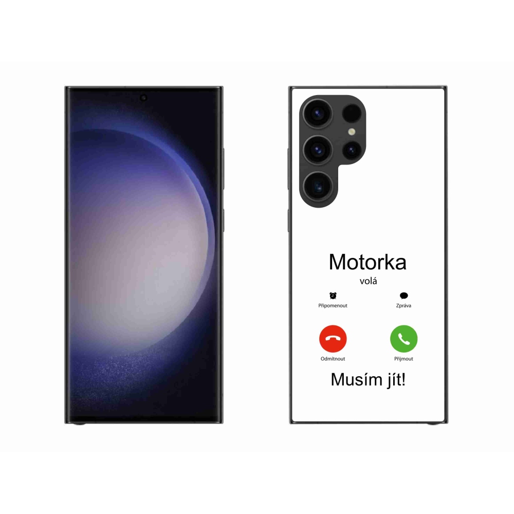 Gélový kryt mmCase na Samsung Galaxy S23 Ultra 5G - motorka volá biele pozadie