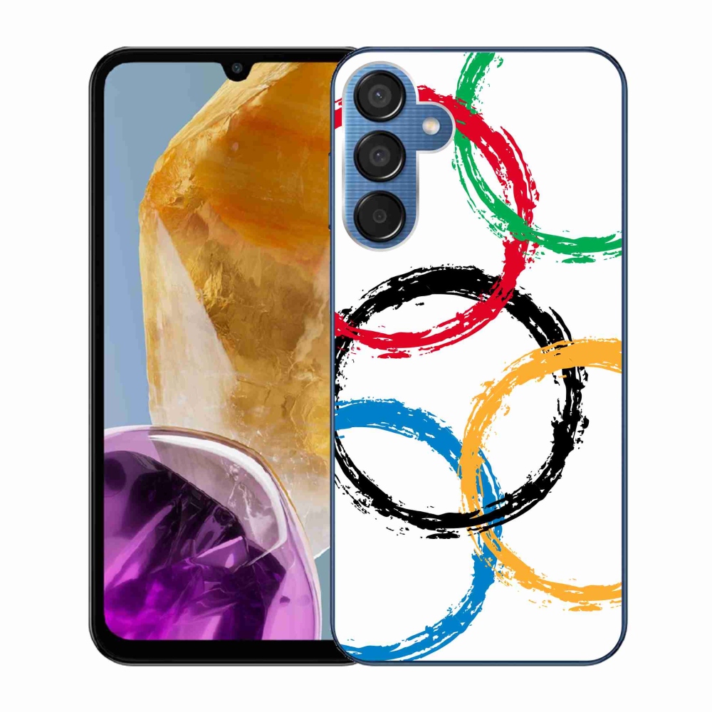 Gélový kryt mmCase na Samsung Galaxy M15 5G - olympijské kruhy biele pozadie