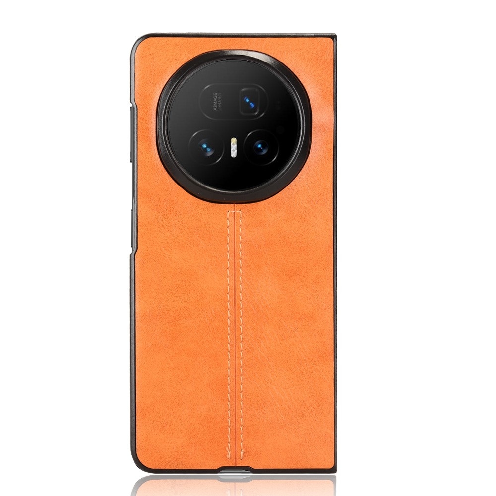 Stitchi plastový obal potiahnutý umelou kožou na mobil Honor Magic V5 - oranžový