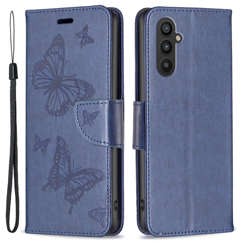 Butterfly knižkové púzdro na Samsung Galaxy A25 5G - tmavomodré