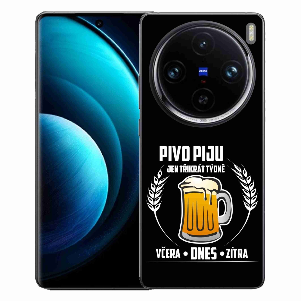 Gélový kryt mmCase na Vivo X100 Pro 5G - pivný motív čierne pozadie