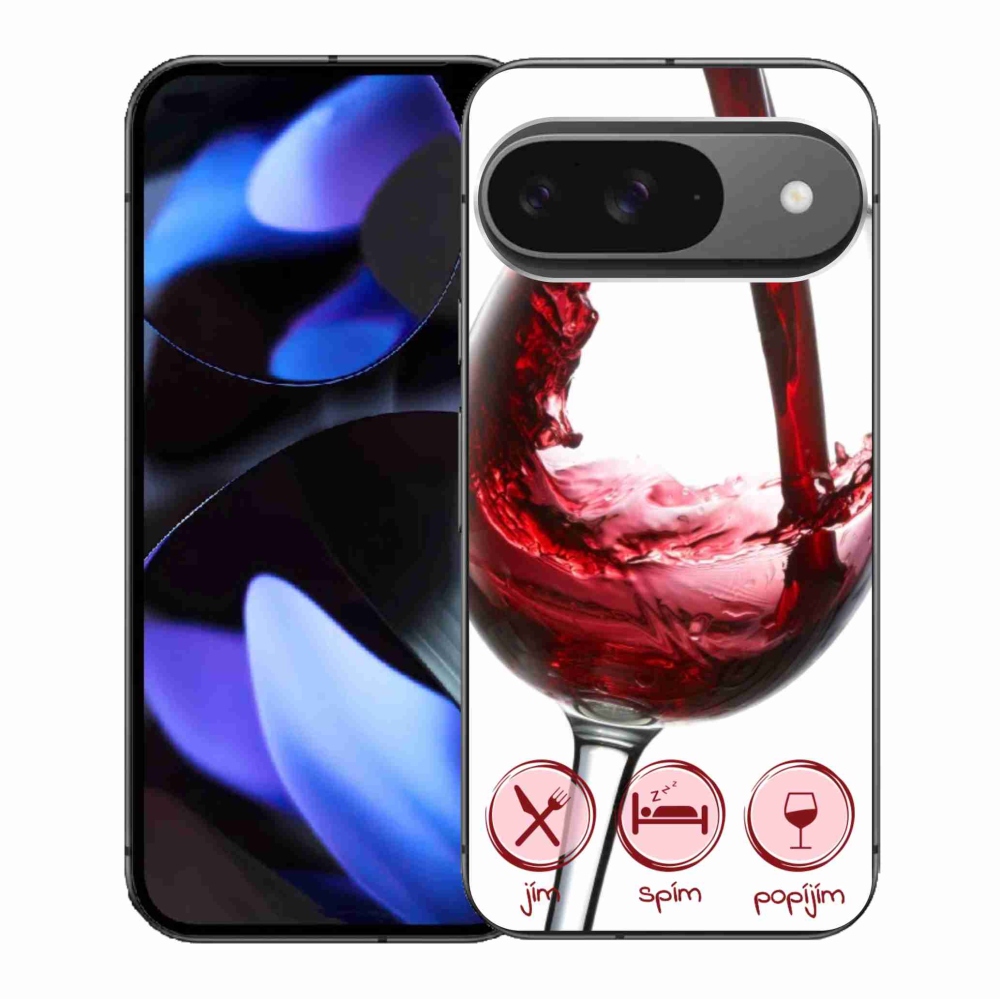Gélový obal mmCase na Google Pixel 9/9 Pro - pohár vína červené