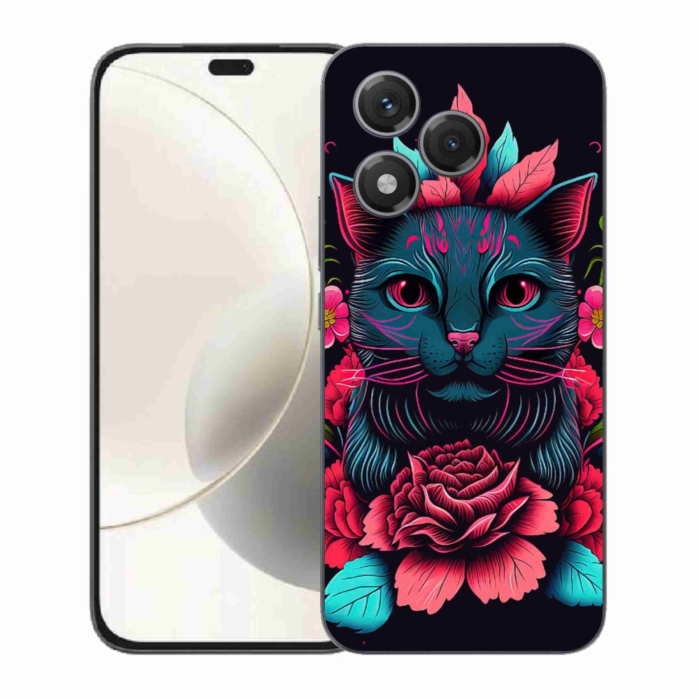 Gélový kryt mmCase na Honor 400 Lite - kvety a mačka