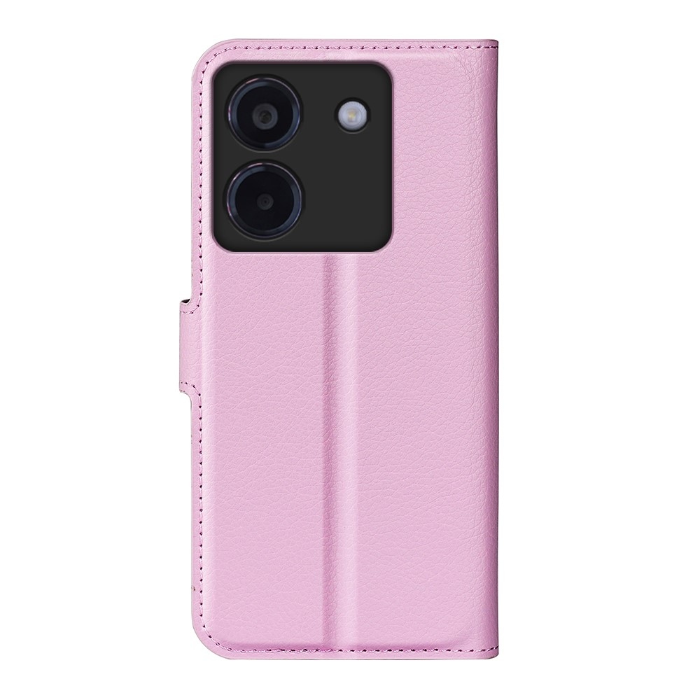 Litchi knižkové puzdro na Xiaomi Poco M7 Pro 5G - ružové