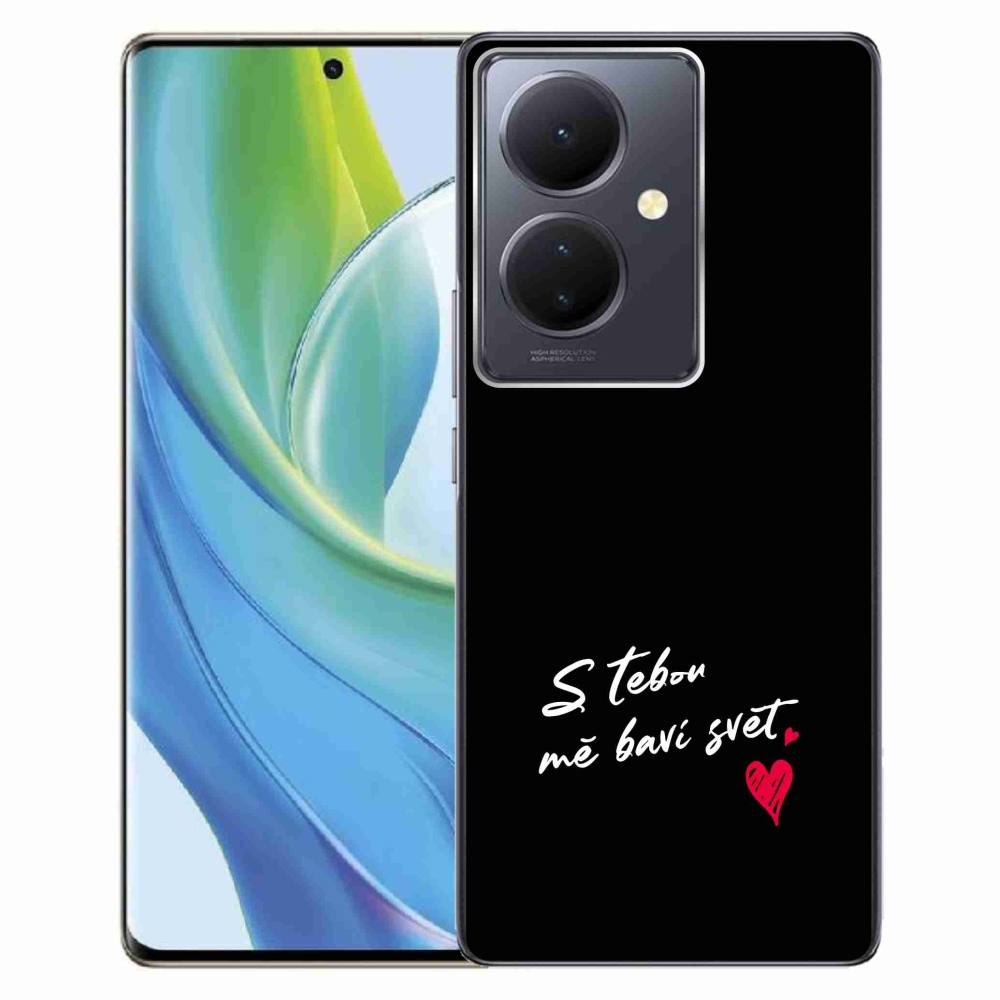 Gélový kryt mmCase na Vivo V29 Lite 5G - zamilovaný text 1 čierne pozadie