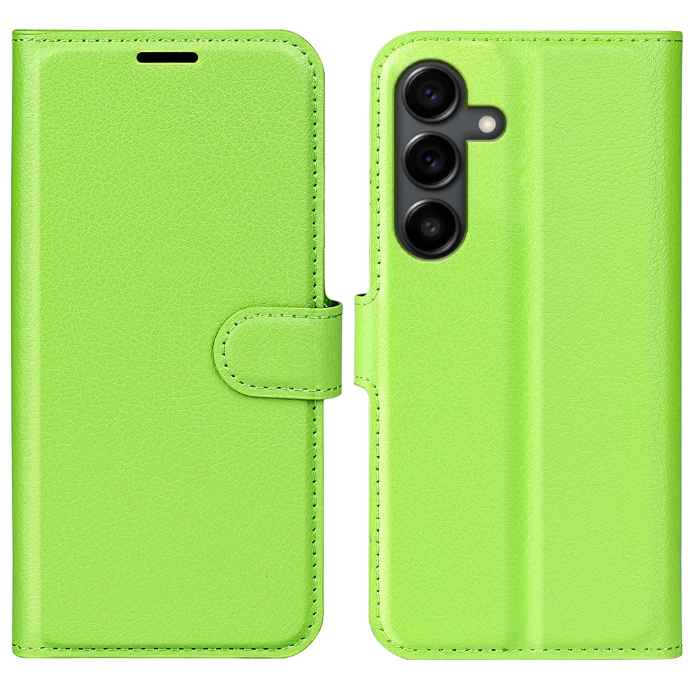 Litchi knižkové púzdro na Samsung Galaxy S25 FE - zelené