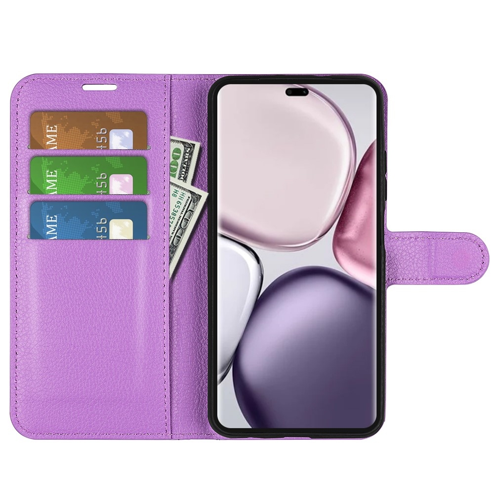 Litchi knižkové púzdro na Honor Magic 7 Lite 5G - fialové