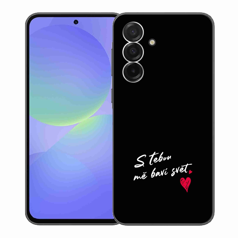 Gélový kryt mmCase na Samsung Galaxy A36 5G - zamilovaný text 1 čierne pozadie
