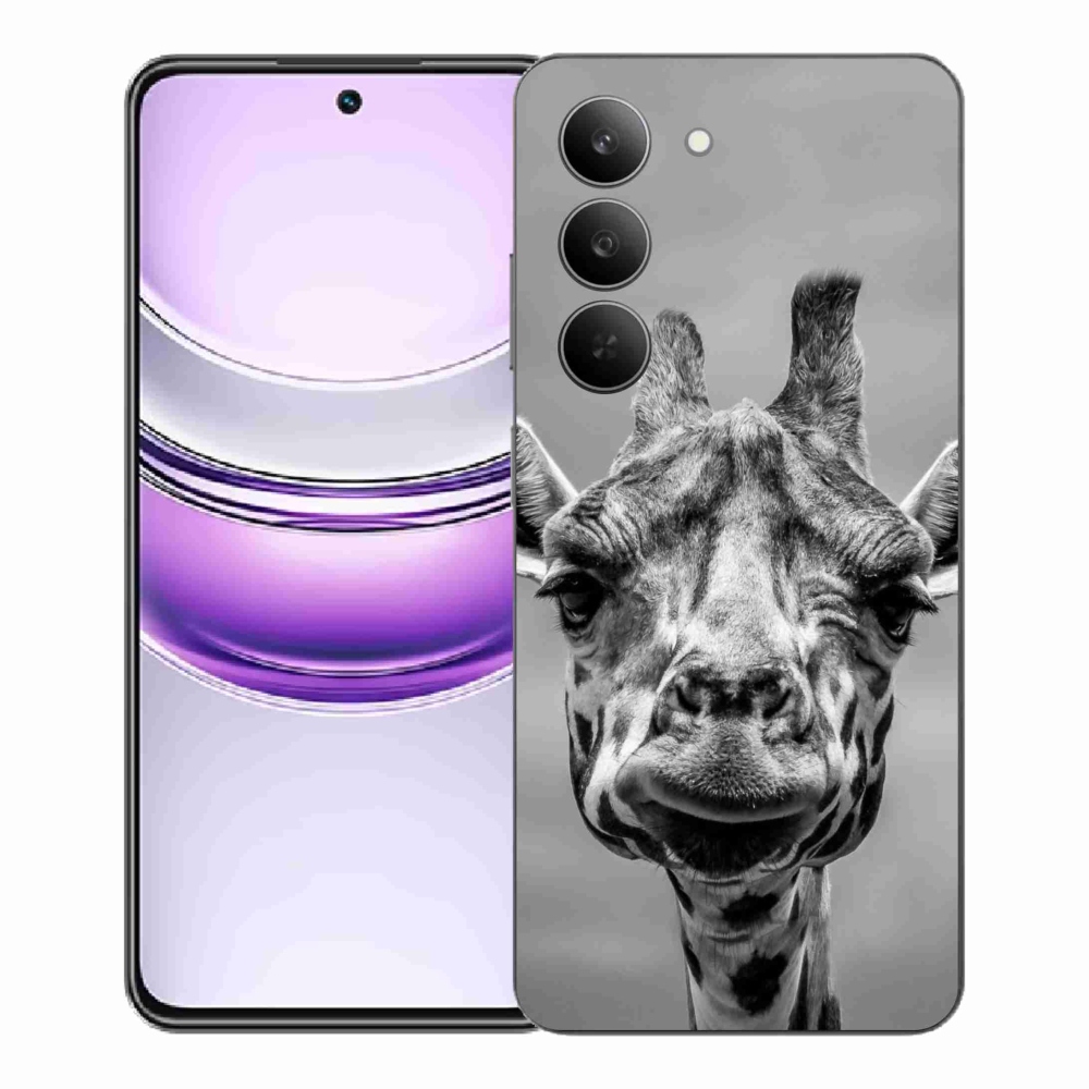 Gélový kryt mmCase na Realme 14x 5G - čiernobiela žirafa