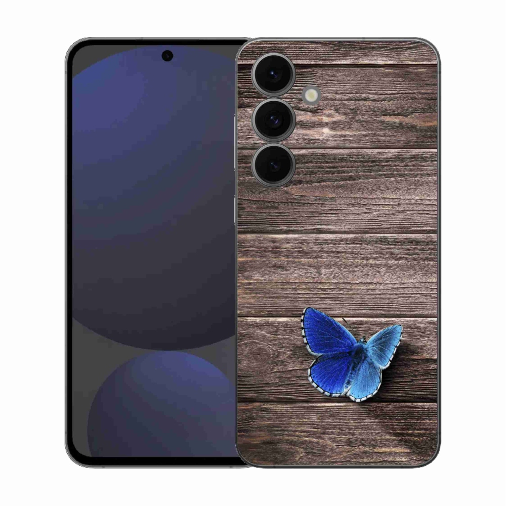 Gélový kryt mmCase na Samsung Galaxy S25 FE - modrý motýľ 1