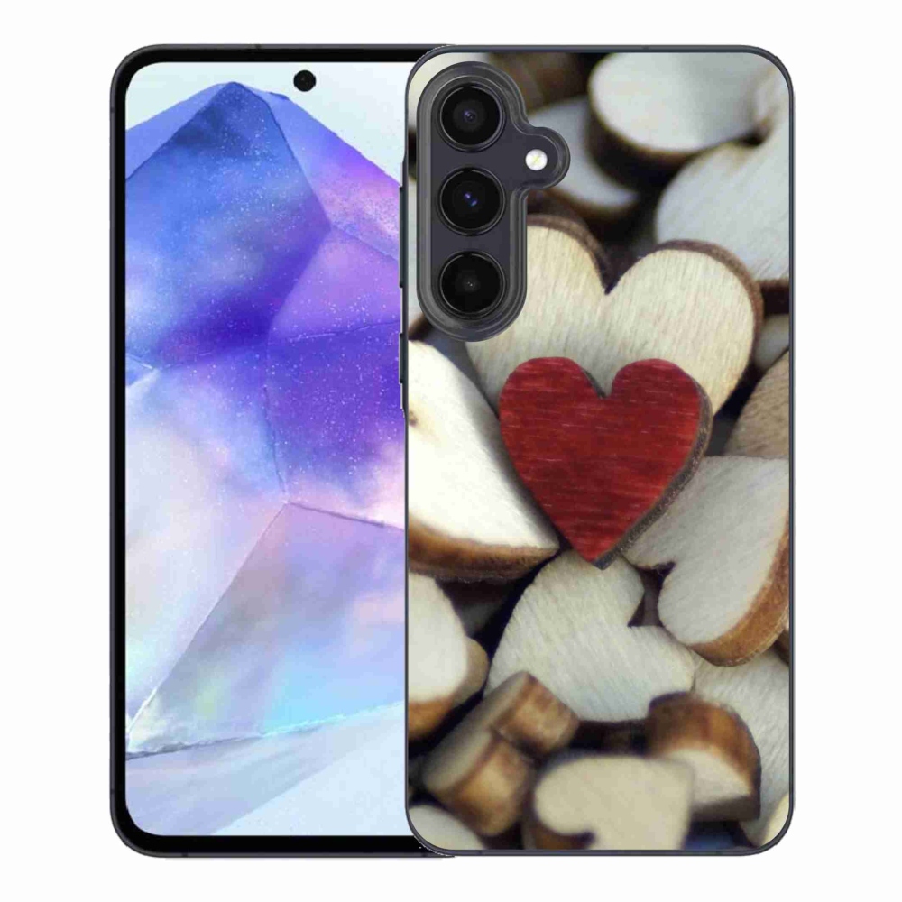 Gélový kryt mmCase na Samsung Galaxy A55 5G - gravírované červené srdce