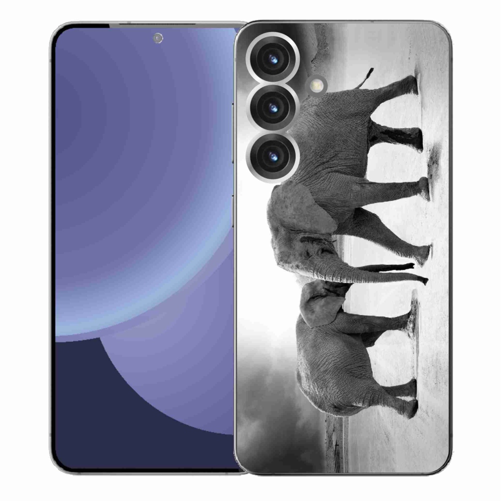 Gélový kryt mmCase na Samsung Galaxy S25+ - čiernobieli slony