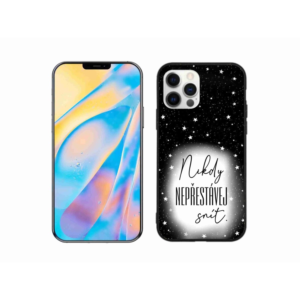 Gélový kryt mmCase na iPhone 12 - citát 1 bieločierne pozadie