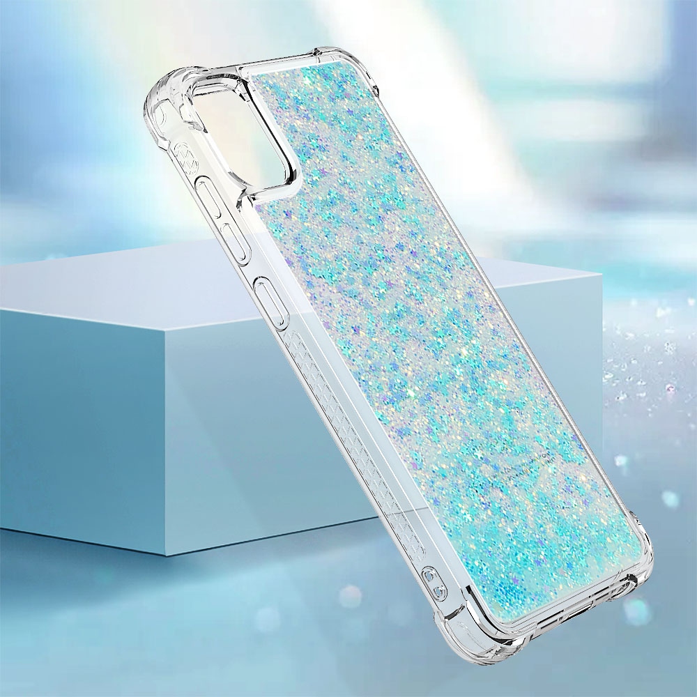 Glitter presýpacie gélový obal na Samsung Galaxy A07 4G - modrý/hviezdičky