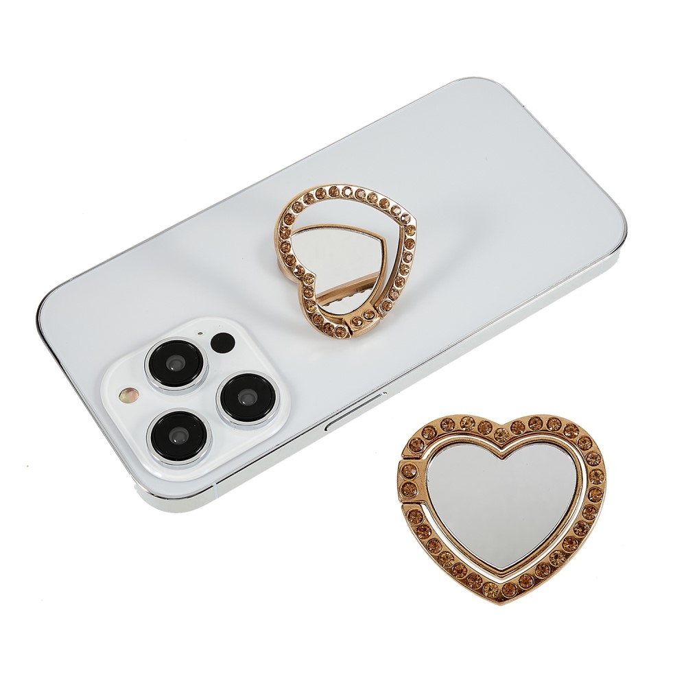 Heart zrkadlový držiak na prst na mobilný telefón - zlatý